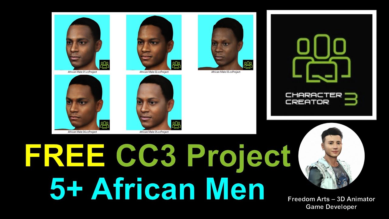 FREE 5+ African Male CC3 Avatar Pack 01 – Character Creator 3 Contents Free Sharing