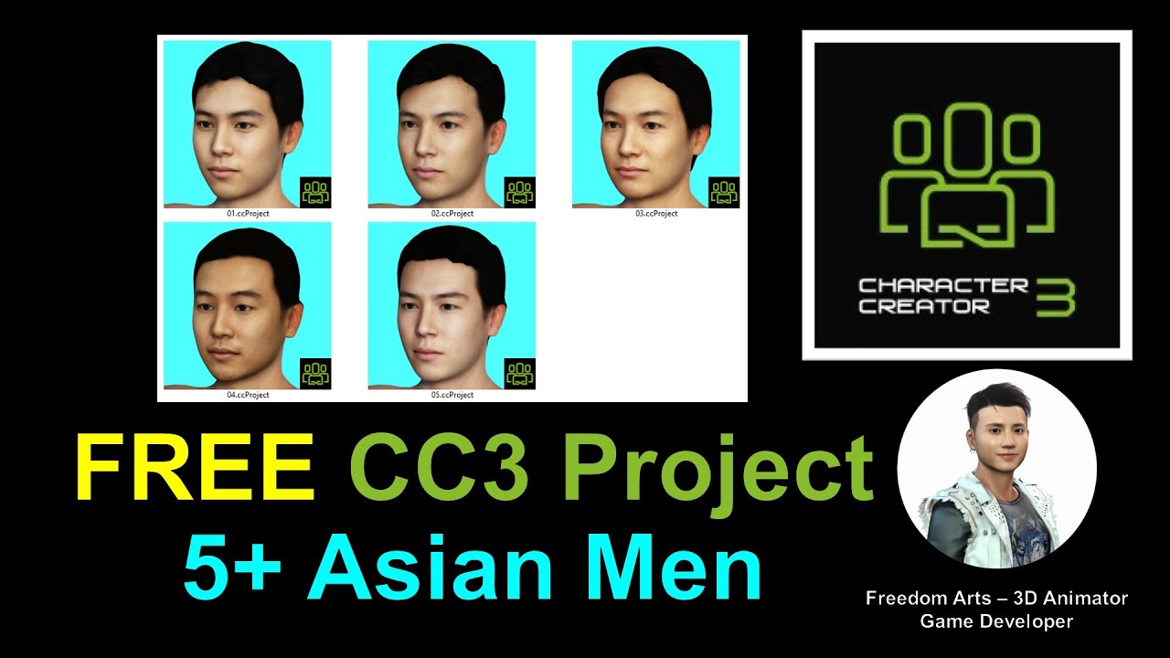 FREE 5+ Asian Male CC3 Avatar Pack 01 – Character Creator 3 Contents Free Sharing