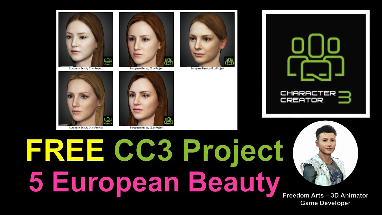 FREE 5+ European Beauty CC3 Avatar Pack 01 – Character Creator 3 Contents Free Sharing