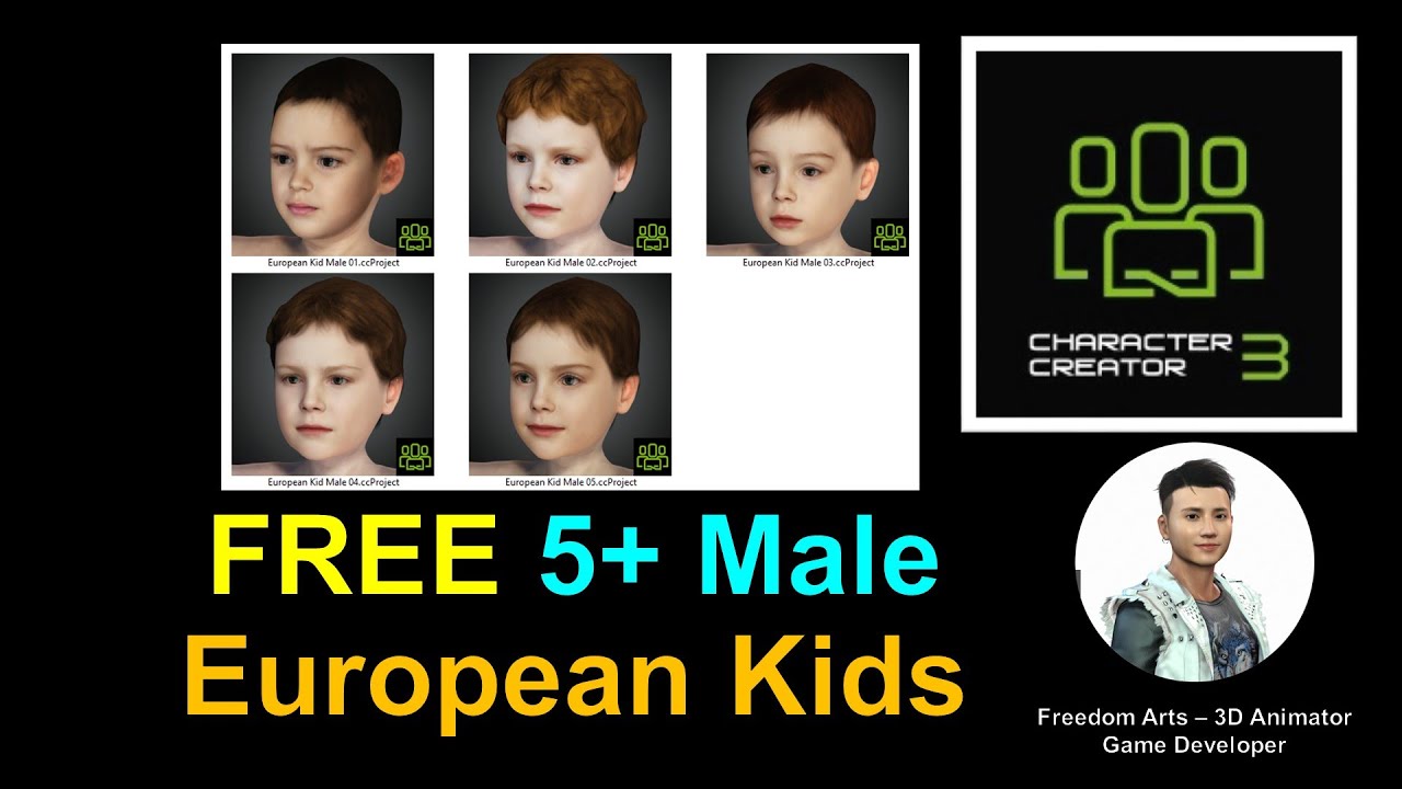 FREE 5+ European Kid Male CC3 Avatar Pack 01 – Character Creator 3 Contents Free Sharing