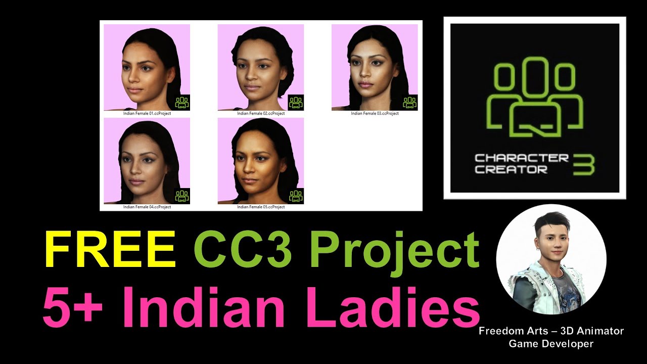 FREE 5+ Indian Female CC3 Avatar Pack 01 – Character Creator 3 Contents Free Sharing