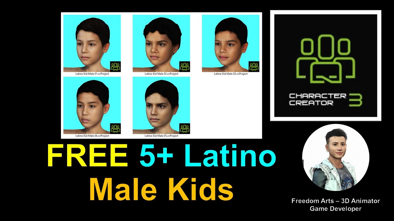 FREE 5+ Latino Kid Male CC3 Avatar Pack 01 – Character Creator 3 Contents Free Sharing