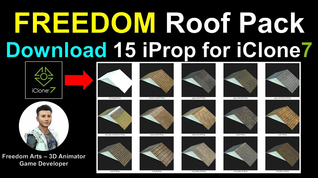 FREEDOM Roof Pack 01, FREE Download for iClone 7, 15 Free iProp