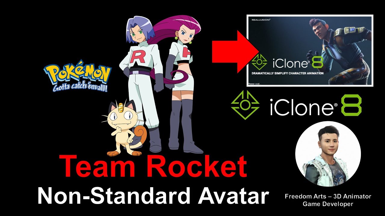 Team Rocket Jessie James Meowth in iClone 7 & 8 & Character Creator 4 – Shared